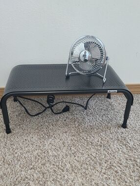 Adjustable Monitor Riser Stand - Elevated Desk Platform And Room Essentials Fan